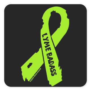 Torn Ribbon/Badass...Lyme Square Sticker
