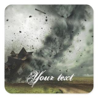 Tornado destroying house storm meteorology  square sticker