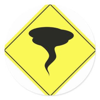 Tornado Warning Sign Classic Round Sticker