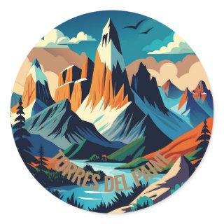 Torres del Paine National Park Chile Classic Round Sticker