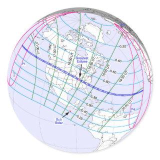 Total Solar Eclipse 2017 Global Path Classic Round Sticker