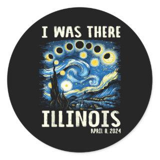 Total Solar Eclipse 2024 Illinois - Starry Night P Classic Round Sticker