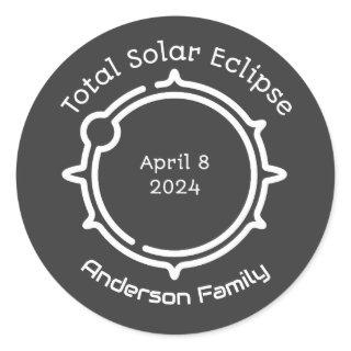 Total Solar Eclipse 2024 Modern Minimal Classic Round Sticker