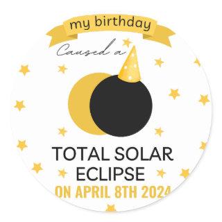 total solar eclipse 2025 funny birthday custom classic round sticker