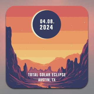 Total Solar Eclipse 4.8.2024 Custom Location  Square Sticker