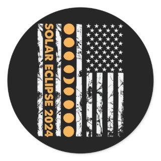 Total Solar Eclipse April 8 2024 American  Classic Round Sticker