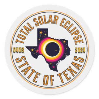 Total Solar Eclipse April 8th 2024 State of Texas Classic Round Sticker