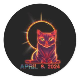 Total Solar Eclipse Cat April 8 2024 Astronomy Moo Classic Round Sticker