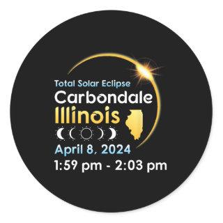 Total Solar Eclipse In Carbondale Illinois On Apri Classic Round Sticker