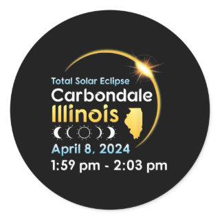 Total Solar Eclipse In Carbondale Illinois On Apri Classic Round Sticker