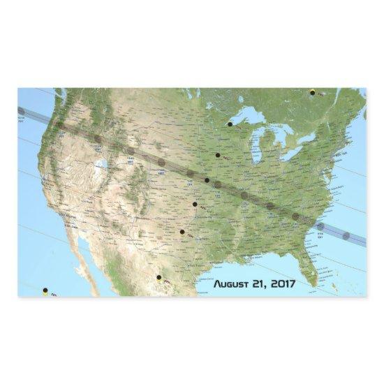 Total Solar Eclipse Path Map 2017 Rectangular Sticker