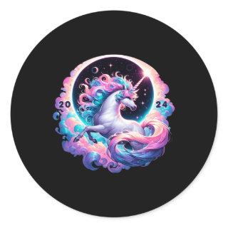 Total Solar Eclipse Totality Unicorn  Classic Round Sticker