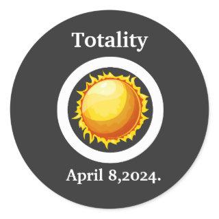 Totality Great American Solar Eclipse 2024 Retro   Classic Round Sticker