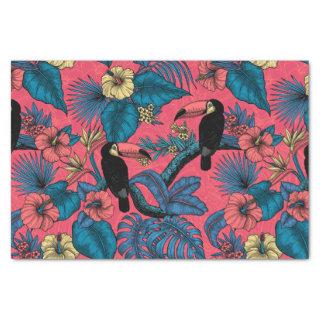 Toucan garden in red and blue tissue paper