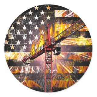 Tower Crane Operator Flag Classic Round Sticker