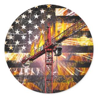 Tower Crane Operator Flag Classic Round Sticker