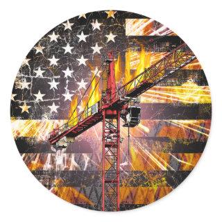 Tower Crane Operator Flag Classic Round Sticker