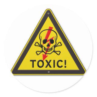 Toxic Skull and Crossbones Warning Road Sign Classic Round Sticker
