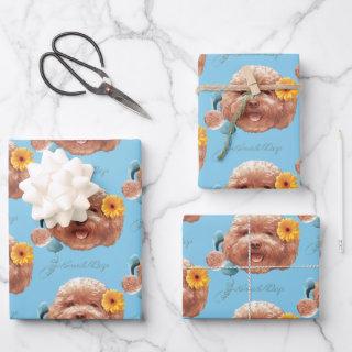 Toy Poodle with Flower and Phone Illustration  Sheets