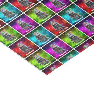 Toy robot multicolor galaxy retro cool custom name tissue paper