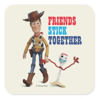 Toy Story 4 | Woody & Forky Walking Together Square Sticker