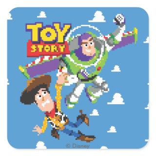 Toy Story 8Bit Woody and Buzz Lightyear Square Sticker