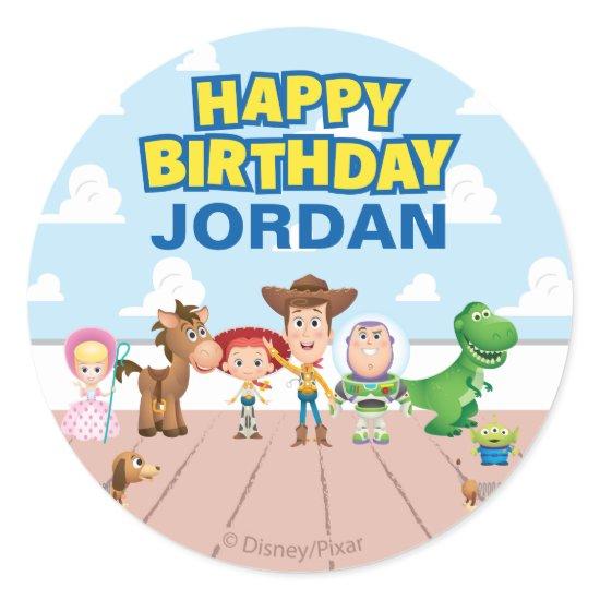 Toy Story Character Birthday Classic Round Sticker