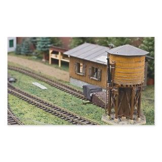 Toy Train Platform Water Tower Rectangular Sticker