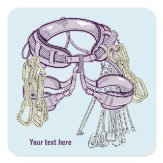 Trad climbing harness and equipment square sticker