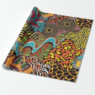 Traditional african fabric and wild animal skins p