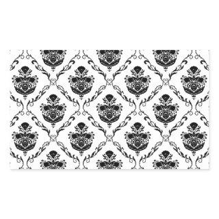 Traditional Black Damask Rectangular Sticker
