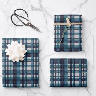 Traditional blue teal gold white madras plaid  sheets