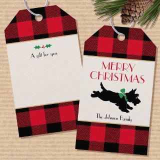 Traditional Christmas Scottie Dog Custom Red Gift Tags