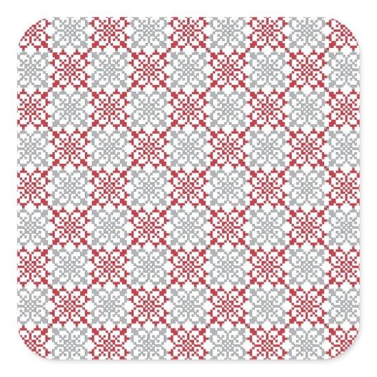 Traditional Latvian SUN sign geometric pattern III Square Sticker