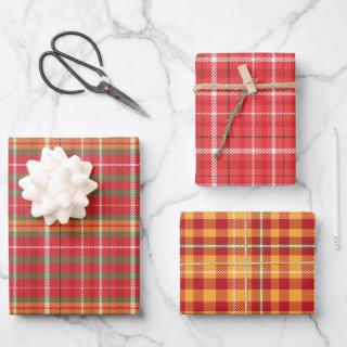 Traditional Red Green Orange Twill Plaid Pattern  Sheets