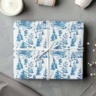 Traditional Rustic Blue Nordic Pine Tree Forest   Sheets