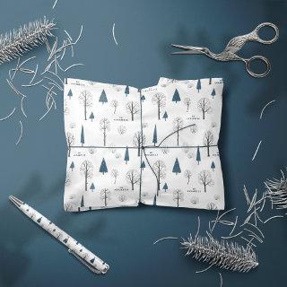 Traditional Rustic Winter forest blue Christmas