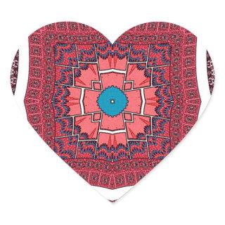 Traditional Sindhi Culture Ajrak Pattern Art Print Heart Sticker