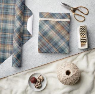 Traditional Teal Blue Beige Tan Taupe Brown Tartan