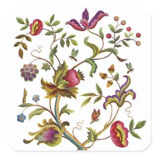 Traditional Tree of Life Embroidery Pattern Square Sticker