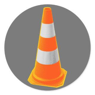 Traffic Cone with Grey Stripes Classic Round Sticker