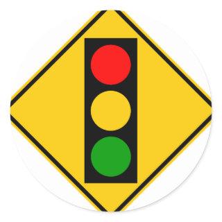 Traffic Light Ahead Highway Sign Classic Round Sticker