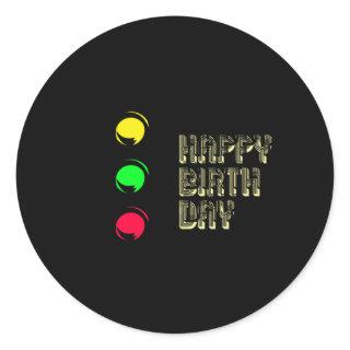 Traffic Light Birthday Classic Round Sticker