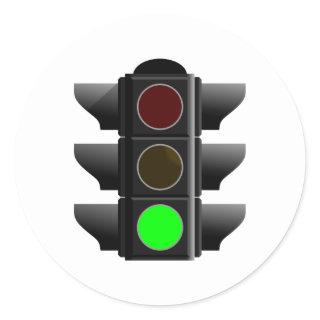 traffic light green classic round sticker