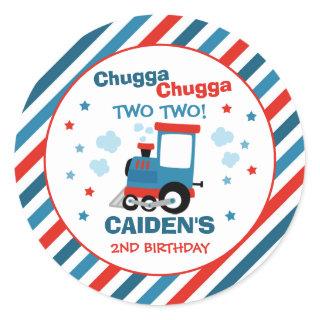Train Birthday Party Decor Chugga Chugga Two Two Classic Round Sticker