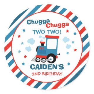 Train Birthday Party Decor Chugga Chugga Two Two Classic Round Sticker