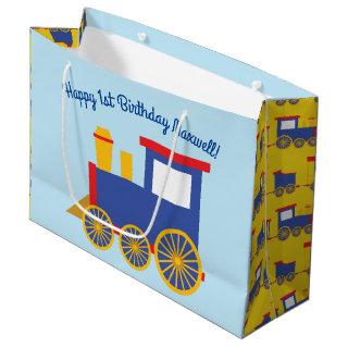 Train Cute Choo-Choo 1st Birthday Party Theme Large Gift Bag