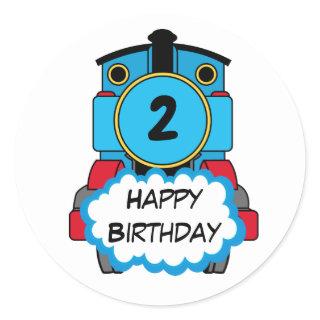 Train Happy Birthday round Sticker