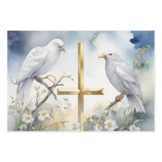 Tranquil Doves and Crosses Gift Wrap