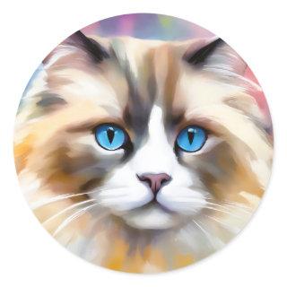 Tranquil Elegant Ragdoll Cat Classic Round Sticker